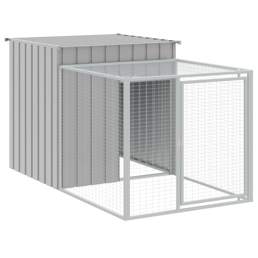 NNEVL Chicken Cage with Run Light Grey 110x201x110 cm Galvanised Steel