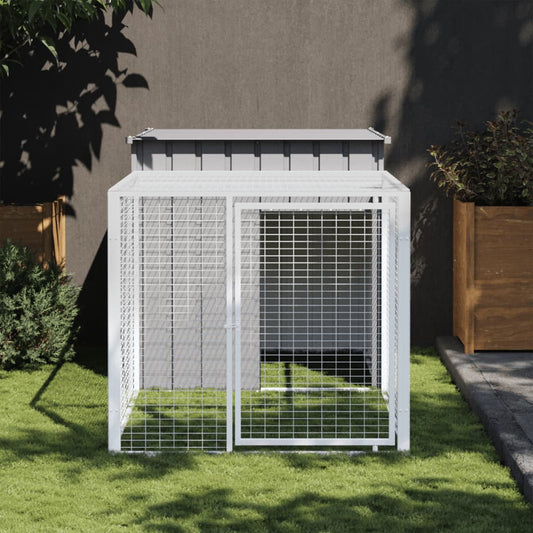NNEVL Chicken Cage with Run Light Grey 110x201x110 cm Galvanised Steel